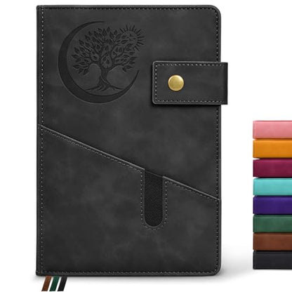 Blank Journal Notebook, A5 Hardcover Leather Sketchbook with 200 Pages Thick Blank Paper for Men Women, Unlined Drawing & Writing Journal, 5.9" x 8.4" Plain Notebook (black) - color: Black, size: Blank Page