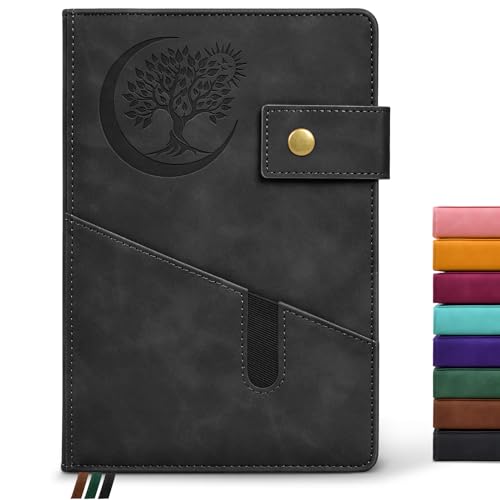 Blank Journal Notebook, A5 Hardcover Leather Sketchbook with 200 Pages Thick Blank Paper for Men Women, Unlined Drawing & Writing Journal, 5.9" x 8.4" Plain Notebook (black) - color: Black, size: Blank Page