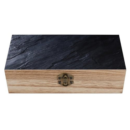 Black Grey Slate Wooden Storage Box Decorative Trinket Keepsake Box Wood Jewelry Organizer Box for Bedroom Office with Hinged Lid And Front Clasp