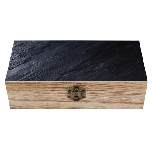 Black Grey Slate Wooden Storage Box Decorative Trinket Keepsake Box Wood Jewelry Organizer Box for Bedroom Office with Hinged Lid And Front Clasp