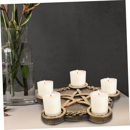 VALICLUD Pentacle Star Candleholder Decorative Altar Prop Elegant Desktop Candle Holder Compact Space Saving Design for Home Bar Restaurant Wiccan Sacrifice Ritual