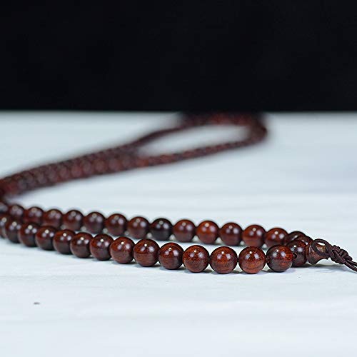 JAJAFOOK 108 Beads Genuine Rosewood Beads Bracelet Mala Rosary Wood Handmade Mala Japa Meditation Prayer Bracelet Necklace for Men Women, 06mm/08mm/10mm/12mm