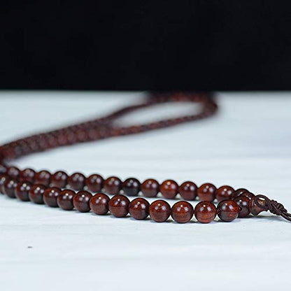 JAJAFOOK 108 Beads Genuine Rosewood Beads Bracelet Mala Rosary Wood Handmade Mala Japa Meditation Prayer Bracelet Necklace for Men Women, 06mm/08mm/10mm/12mm