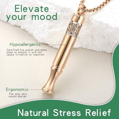 Anxiety Relief Pendant Mindfulness Breathing Necklace - Essential Oil Diffuser & Personal Inhaler Aromatherapy Necklaces for Women & Men (Rose Gold) - color: Rose Gold