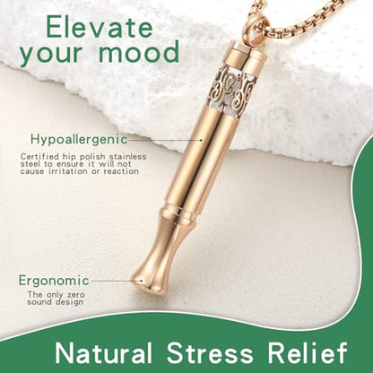 Anxiety Relief Pendant Mindfulness Breathing Necklace - Essential Oil Diffuser & Personal Inhaler Aromatherapy Necklaces for Women & Men (Rose Gold) - color: Rose Gold