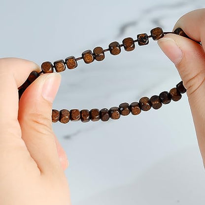 3 Pcs 5mm Wood Beads Bracelet for Men Women Elastic Stretch Mala Prayer Meditation Wristband