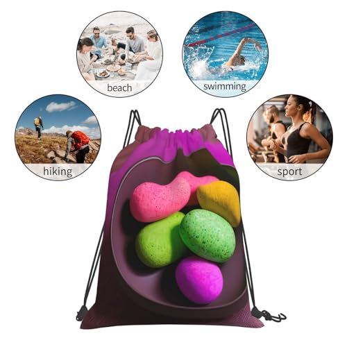 Gym Yoga Meditation Print Drawstring Bag - Lightweight Nylon Sport Sackpack for Travel, Yoga, Dance, Hiking, Basketball, and More