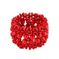 Handmade Wooden Bead Bohemian Elastic Stretch Bracelet Colorful Flower Pattern Design for Women Summer Beach Holiday Jewelry Lightweight - color: red