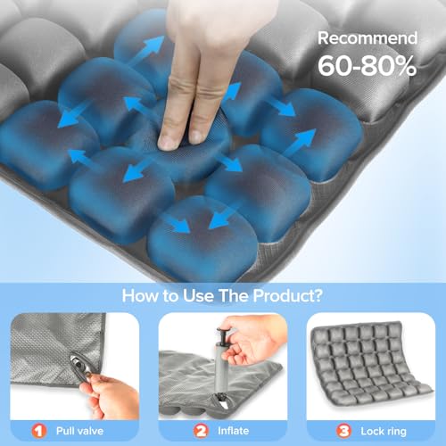 Sondour Travel Seat Cushion, Airplane Cushion Long Flight, Airplane Gadgets Inflatable Seat Cushions, Portable Airline Cushion With Air Pump, Wheelchair Cushions; Pressure Relief Seat Cushion - 1 Grey - color: Gray
