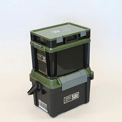 アステージ JEJ Astage Storage Box [X Series NT Box #25], Black Green, Disaster Prevention, Width 11.6 x Depth 17.3 x Height 10.2 inches (29.5 x 44 x 26 cm), Made in Japan, Stacked