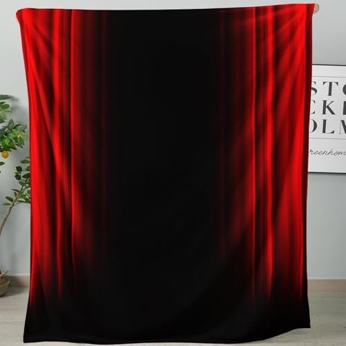 Soft Plush Bedding Red and Black Fleece Blanket,Super Cozy Fluffy Plush Abstract Ombre Print Throw Blanket for Couch, Sofa, Bed 47"x59" - color: Red and Black
