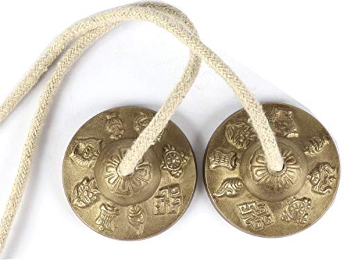 Tibetan Manjeera Tingsha Meditation Bell, Chime Bells, Cymbals, Buddhist Meditation, Yoga Bell Chimes small, auspicious symbol (Manjeera-01) - size: Manjeera-01