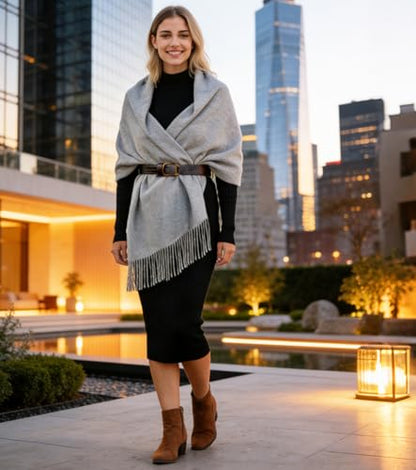 Winter Soft Long Scarf, Pashmina Shawls and Wraps, Warm Large Scarves for Men Women Evening Dress Wedding - color: Light Grey