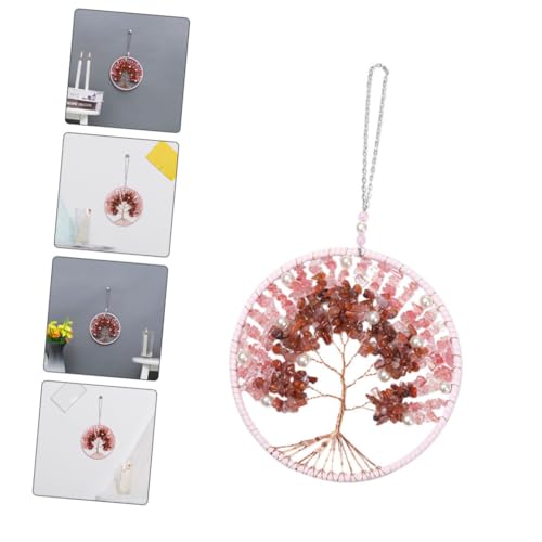 Yardwe Nordic Chime Creative Wind Chime with Life Tree Design for Garden Decor Chic Pink Courtyard Ornament Family and Friends Special Occasions