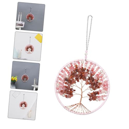 Yardwe Nordic Chime Creative Wind Chime with Life Tree Design for Garden Decor Chic Pink Courtyard Ornament Family and Friends Special Occasions