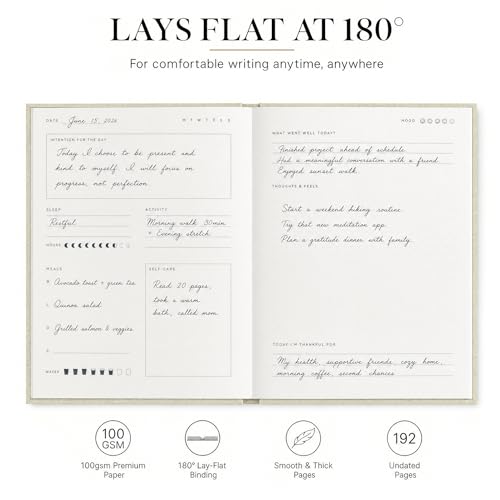 &And Per Se Wellness Journal, Self Care & Daily Journal for Women, Mental Health Planner with Habit Tracker, Diet & Goals, Undated, Gift-Ready (Original Beige) - color: A-Original Beige