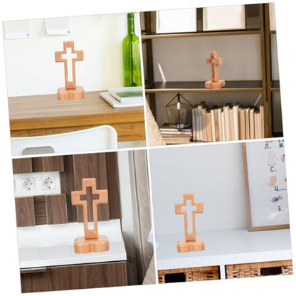 Sosoport Altar Decoration with Stand for Spiritual Faith Natural Wood Grain for Home Religious Settings