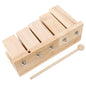 5-Tone Wood Percussion Block with Hammer – Maple Rhythm Blocks for Orff Instruments, Yoga, Meditation, and Music Therapy – Clear Sound, Hand Polished Finish