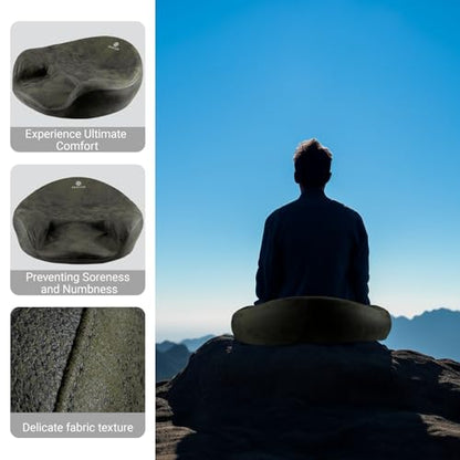 Ergonomic Meditation Cushion/Chair/Seat/Floor Pillow for Home/Office/Studio – Memory Foam, Removable & Washable Cover, Designed for Long Period Meditation Comfort (Dark Green)