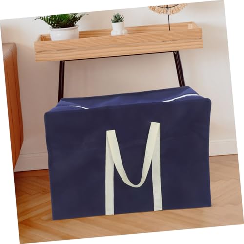 2Pcs Large Capacity Storage Bag with Handles Multi-use Non-woven Fabric Luggage and Travel Bags for Clothing Quilts and Daily Essentials Navy Blue