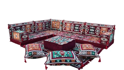 Corner Floor Seating Cushions with Backrest Pillows – Boho Style Modular Floor Sofa Set