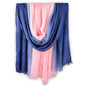 Two-tone Linen Scarf for Women Lightweight Summer Wrap Cotton Shawl Beach Travel Pashmina Gauze 75"×35" - color: Pink/Navy