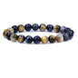 Keleny Gem Semi Precious Gemstones 8mm Round Beads Crystal Stretch Bracelets 7 Inch Unisex - color: Golden Blue Tiger Eye