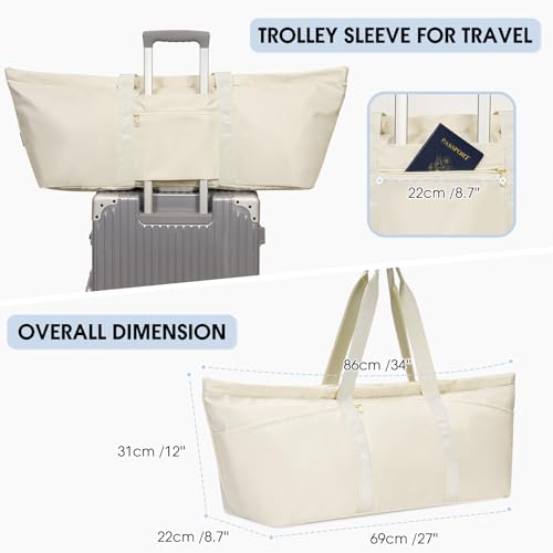 Large Yoga Mat Bag with Shoes Compartment and Wet Pocket Ladies Pilates Gym Tote Bag with Yoga Mat Holder Strap for Women Men Workout Carrier Stuff Accessories - color: Beige