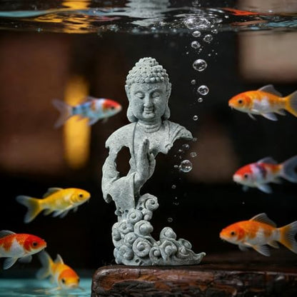 Meditation Buddha Statue, Sandstone Zen Sculpture for Aquarium Fish Tank, Garden, Home & Office Decor (Indoor/Outdoor) ﻿