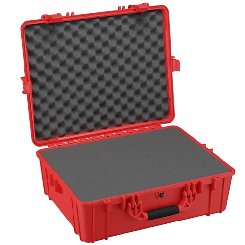 Condition 1 25" Large Waterproof Hard Case Model 839 with Foam, Portable Protective Storage Box for Travel, Hunting, Military, Tactical, Made in USA, 24.50"x 19.46"x8.41" Red - color: Red