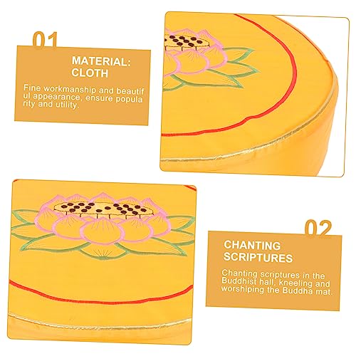 DECHOUS Cushion Set Lotus Print Round Pillow for Floor Seating Buckwheat Hull Filling Comfortable Mat for Buddhist Practices and
