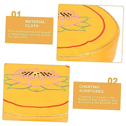 DECHOUS Cushion Set Lotus Print Round Pillow for Floor Seating Buckwheat Hull Filling Comfortable Mat for Buddhist Practices and