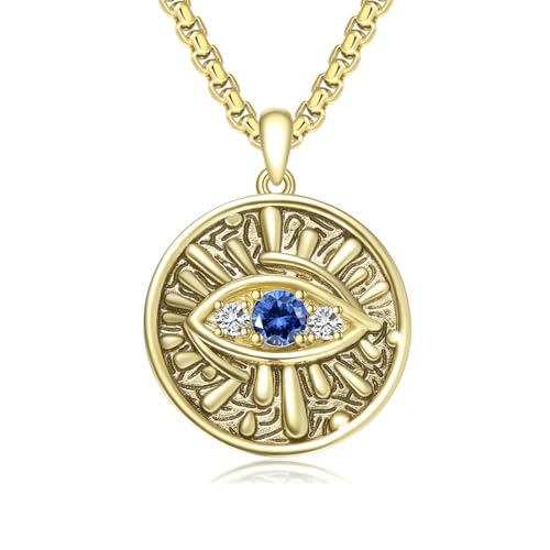 Evil Eye Necklace for Women 925 Sterling Silver, Protection Necklace with Blue Evil Eye Charm, Evil Eye/Lotus Pendant Jewelry, Birthday Christmas Gifts for Her - style: Blue Evil Eyes 01
