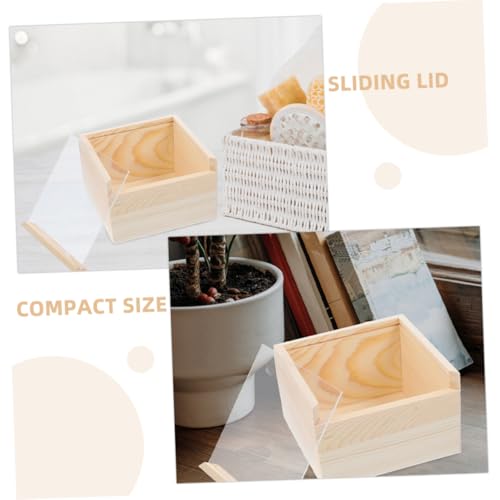 Luxshiny 2Pcs Acrylic Sliding Lid Storage Box Visible Wooden Craft Organizer for Jewelry and Small Items Multi-Purpose Storage Solution