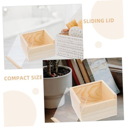 Luxshiny 2Pcs Acrylic Sliding Lid Storage Box Visible Wooden Craft Organizer for Jewelry and Small Items Multi-Purpose Storage Solution