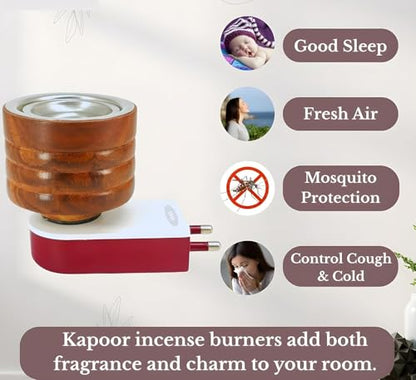 3-in-1 Electric Camphor Burner Kit with Camphor Tablets & Premium Herbal Blend for Relaxation, Meditation & Home Fragrance