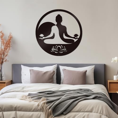 KOYILTD Black Metal Zen Wall Art Buddha Wall Decoration Spiritual Meditation Decor Zen Room Decor Lotus Wall Decor For Bedroom Living Room Yoga Studio Office (Tai Chi)