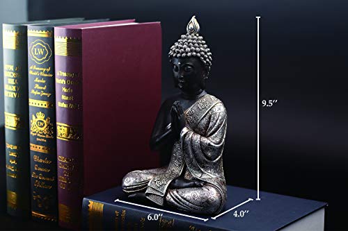 JORAE Seated Buddha Statue Buddhism Thai Meditating Home and Garden Decorative Sculpture Praying Collectibles Figurines, 9.5 in, Polyresin
