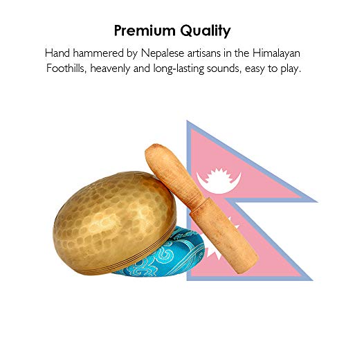 4.2'' Tibetan Meditation Yoga Singing Bowl Set, Hand Hammered Singing Bowl With Mallet & Silk Cushion, For Meditation, Chakra Healing, Prayer, Yoga and Mindfulness