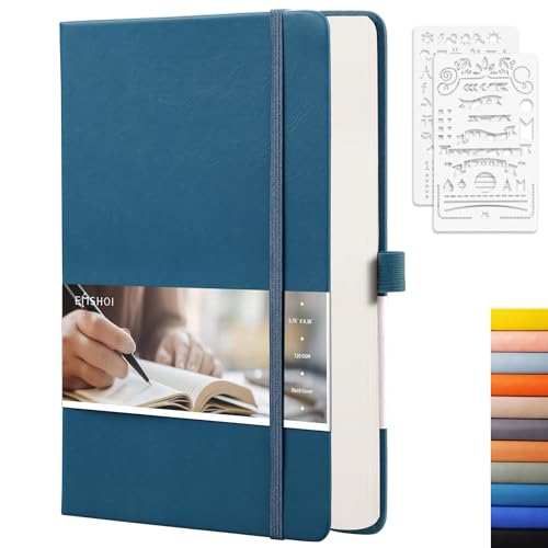 EMSHOI Dotted Journal Notebook, 256 Pages, 120 GSM Thick Paper, A5 Small 5.75"x8.38", PU Leather Hardcover, 5mm Dot Grid Notebook for Journaling, Planning, Drawing, Writing, Light Blue - color: LightBlue, size: A5-Dotted