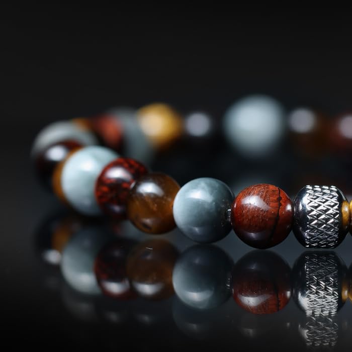 Tigranes Premium Natural Stone Bracelet Collection – Handmade Gemstone Jewelry in Luxury Branded Gift Box - style: Tiger’s Eye & Hawk’s Eye