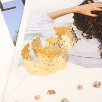 POTESSA 18K Gold Plated Cuff Bracelets Adjustable Dainty Bangle Handemade Jewelry for Women - style: Irregular Twist