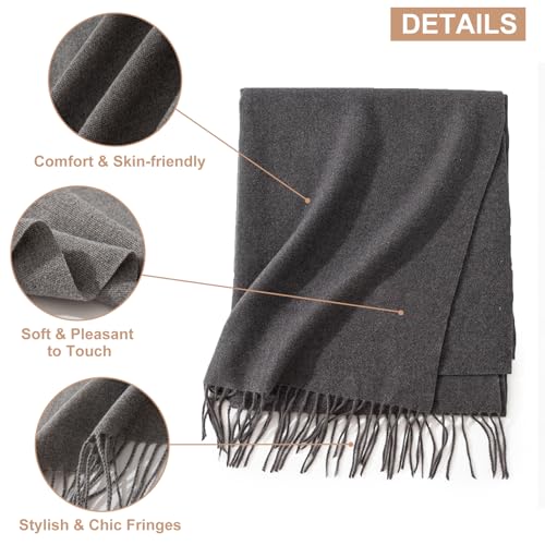 Sumolux Scarf for Women Pashmina Shawls Wraps for Evening Dresses Wedding Bridesmaid Gifts Winter Warm Soft Scarves - color: Dark Grey