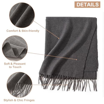 Sumolux Scarf for Women Pashmina Shawls Wraps for Evening Dresses Wedding Bridesmaid Gifts Winter Warm Soft Scarves - color: Dark Grey