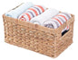 Natural Woven Water Hyacinth Rectangular Wicker Basket with Handles, Small Storage Bin Organizer, 12 Inch Shallow Basket Tray - size: Small