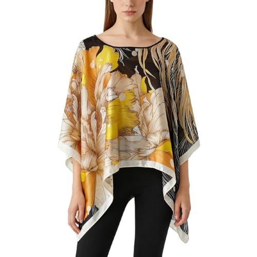 Women's Satin Cover Up Short Poncho Tops Sheer Chiffon Boho Pashmina Shawl Beach Soft Shawl - color: Style27