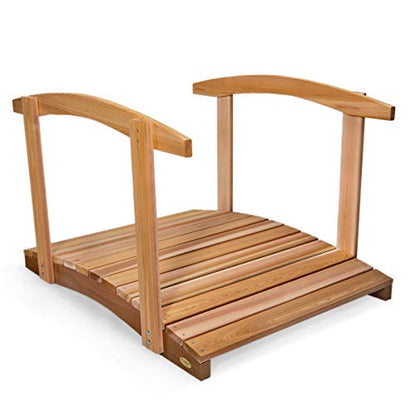 All Things Cedar Wooden Bridge, Outdoor Garden Walkway with Side Rails, 4', Natural - size: 4-Ft Bridge & Rails