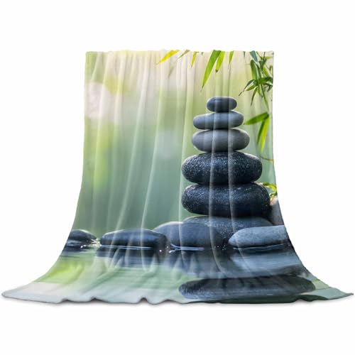 Flannel Fleece Blankets Zen Meditation Stone Lake Soft Cozy Warm Fuzzy Throw Blanket Nature Landscape Still Life All Seasons Use Plush Lightweight Throws for Sofa Couch Bed Travel,30x40in - size: 30x40in