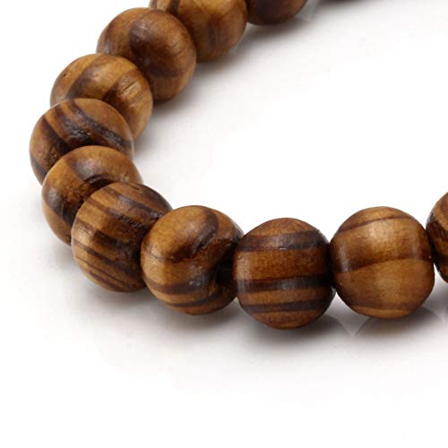 5 Pcs Wood Beaded Bracelet for Men Tibetan Buddhist Meditation Mala Prayer Beads Bracelet Elastic - color: B-10MM