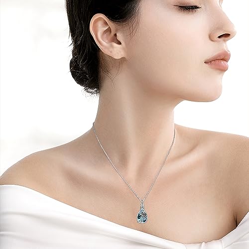 JUSTKIDSTOY Moonstone Urn Necklace for Ashes Sterling Silver Daisy/Rose/Tree Teardrop Pendant Necklace Cremation Jewelry Keepsake Memorial Gifts for Mother Grandma w/Funnel Filler - style: Rose(Abalone Shell)